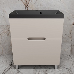 Style Line Тумба с кварцевой раковиной антрацит Матис 70 крем – фотография-2